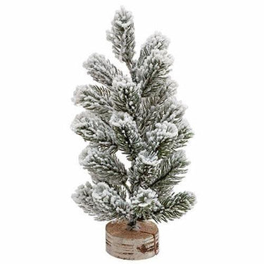 Med Flocked Tree with Stump - The Fox Decor